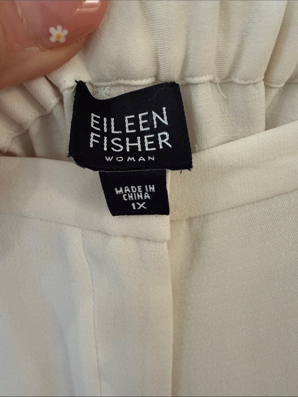Eileen Fisher Cream Wide-Leg Trousers (B4) - Picture 2 of 6